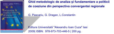 Ghid metodologic de analiza și fundamentare a politicii de coeziune din perspectiva convergentei regionale  G. Pascariu, G. Dragan, L.Constantin   Editura Universitatii "Alexandru Ioan Cuza" Iasi 2009| ISBN:  978-973-703-446-5 | 200 pg.