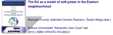 The EU as a model of soft power in the Eastern neighbourhood   Ramona Frunză, Gabriela Carmen Pascariu, Teodor Moga (eds.)  Editura Universitatii "Alexandru Ioan Cuza" Iasi 2013 | ISBN: 978-973-703-892-0 EURINT  proceedings